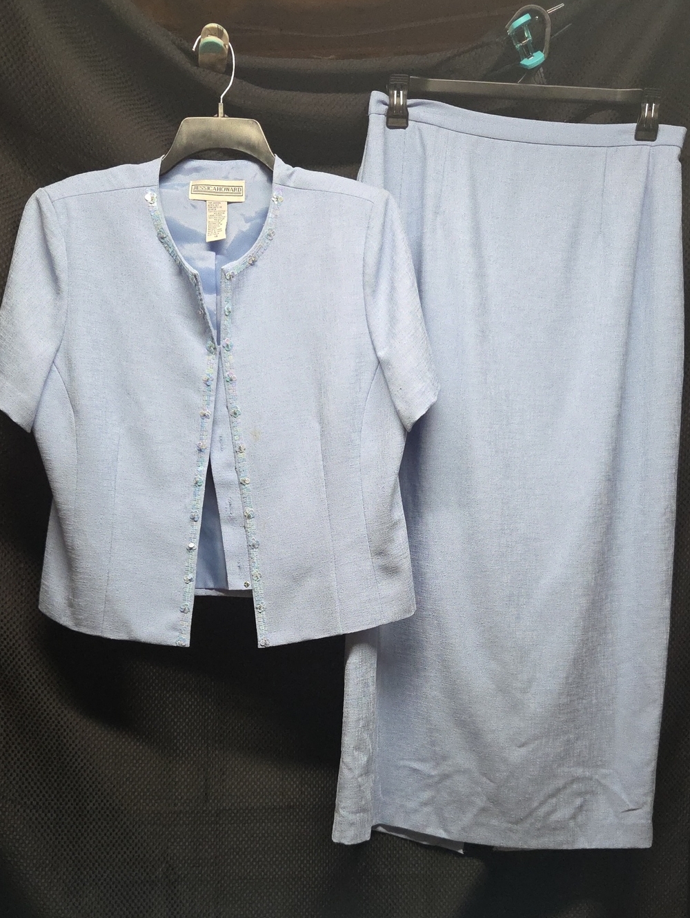 Jessica Howard Light Blue Two-Piece Skirt Suit